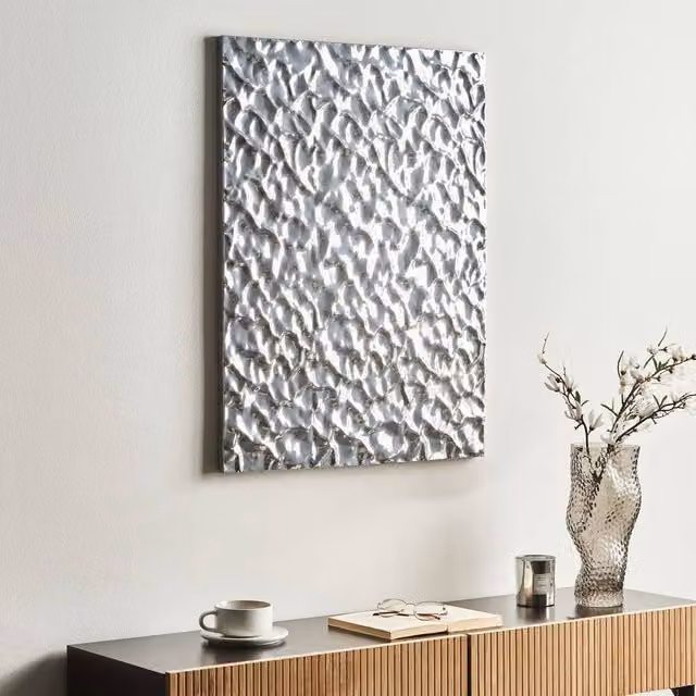 Wyld and Coco Gold and Silver Abstract Geometric Metal Wall Decor, Rectangular