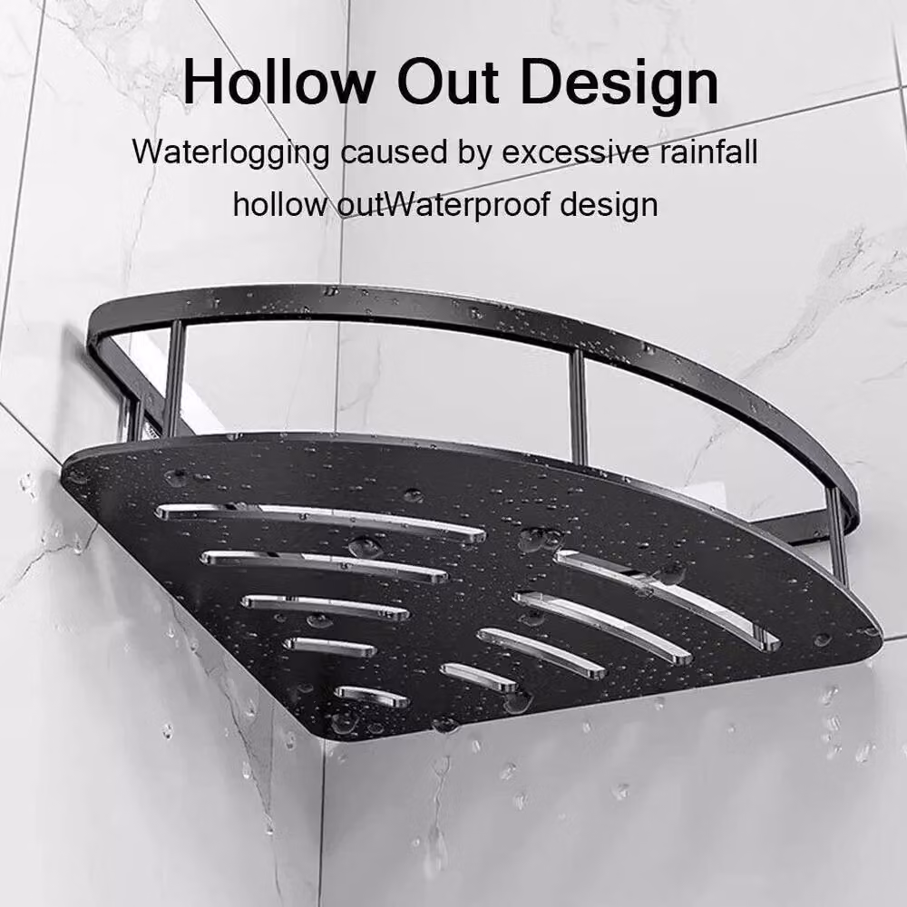 EONLION 2 Pack Black Rustproof Adhesive Corner Shower Caddy Shelves – 4