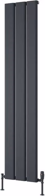 Bathroom Kingdom Caldaro Anthracite Designer Flat Panel Vertical Aluminium Radiator in Grey, H 180 cm x W 37 cm