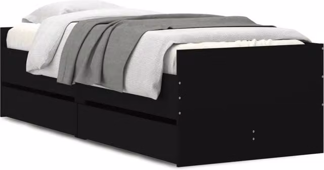 Berkfield Home Modern Small Single Bed Frame with Drawers, Black, W: 75 cm, L: 190 cm – 1