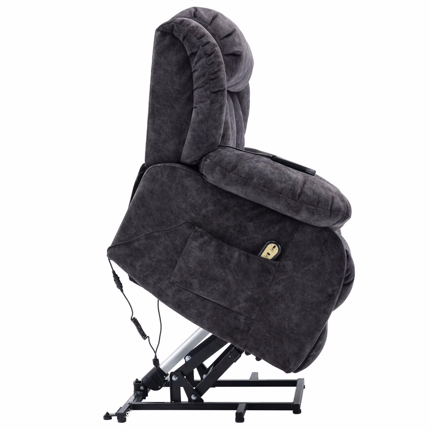 Aosom UK Grey Velvet Power Lift Recliner Massage Chair with Heat and Vibration, W/D/H: 96 x 95 x 100 cm – 5