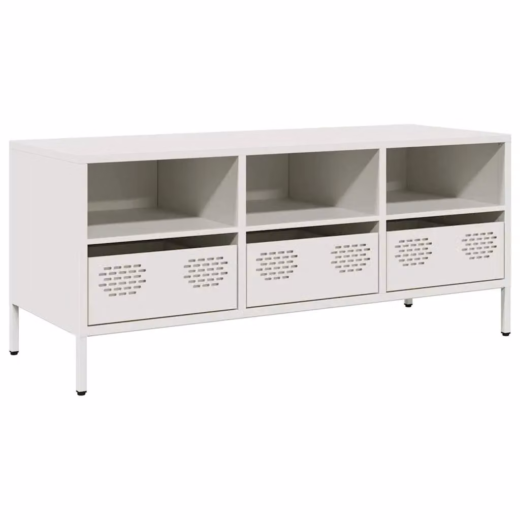 Berkfield Home Industrial White Metal TV Cabinet W: 101.5 cm, D: 39 cm, H: 43.5 cm – 2