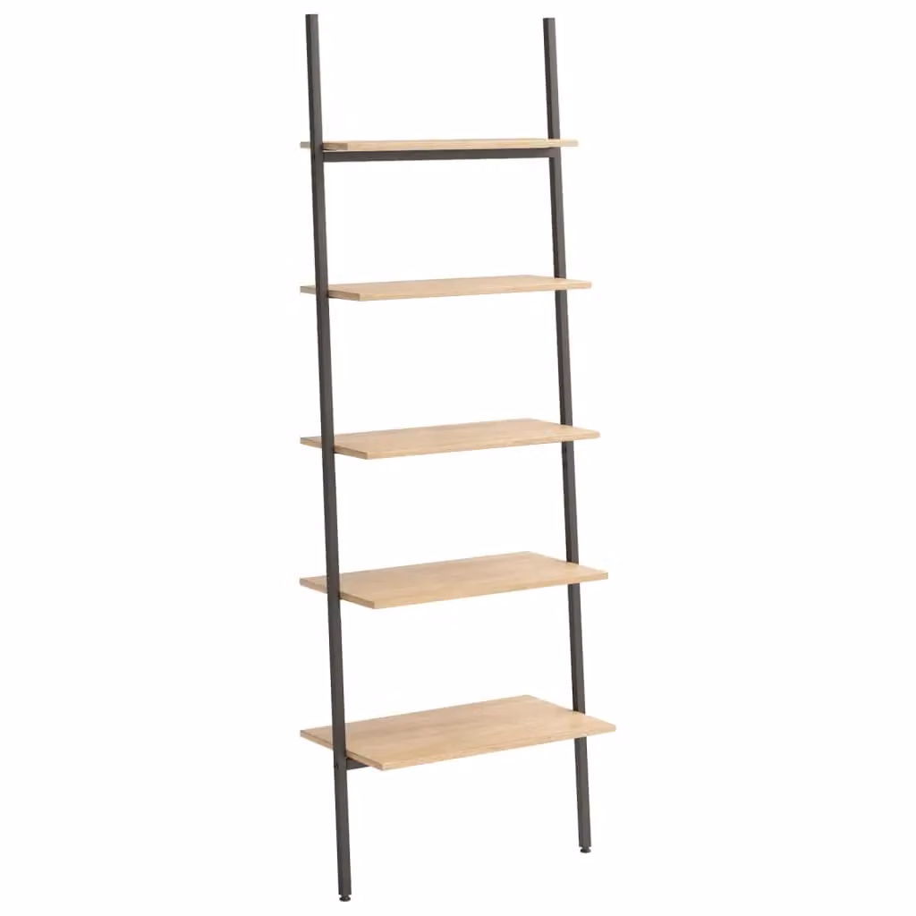 Berkfield Home 5-Tier Industrial Ladder Leaning Shelf in Brown and Black, W: 64 cm, D: 34 cm, H: 185.5 cm – 2