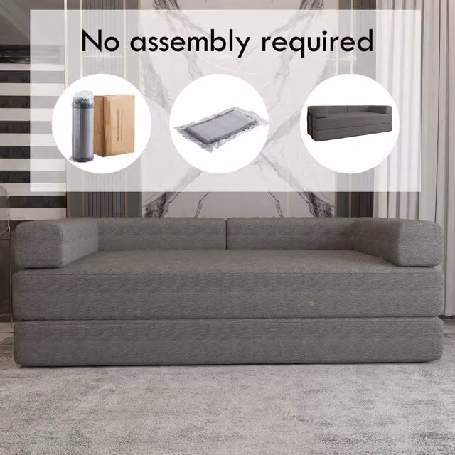 MN Furniture Modern 3 Seater Fabric Sofa Bed in Grey