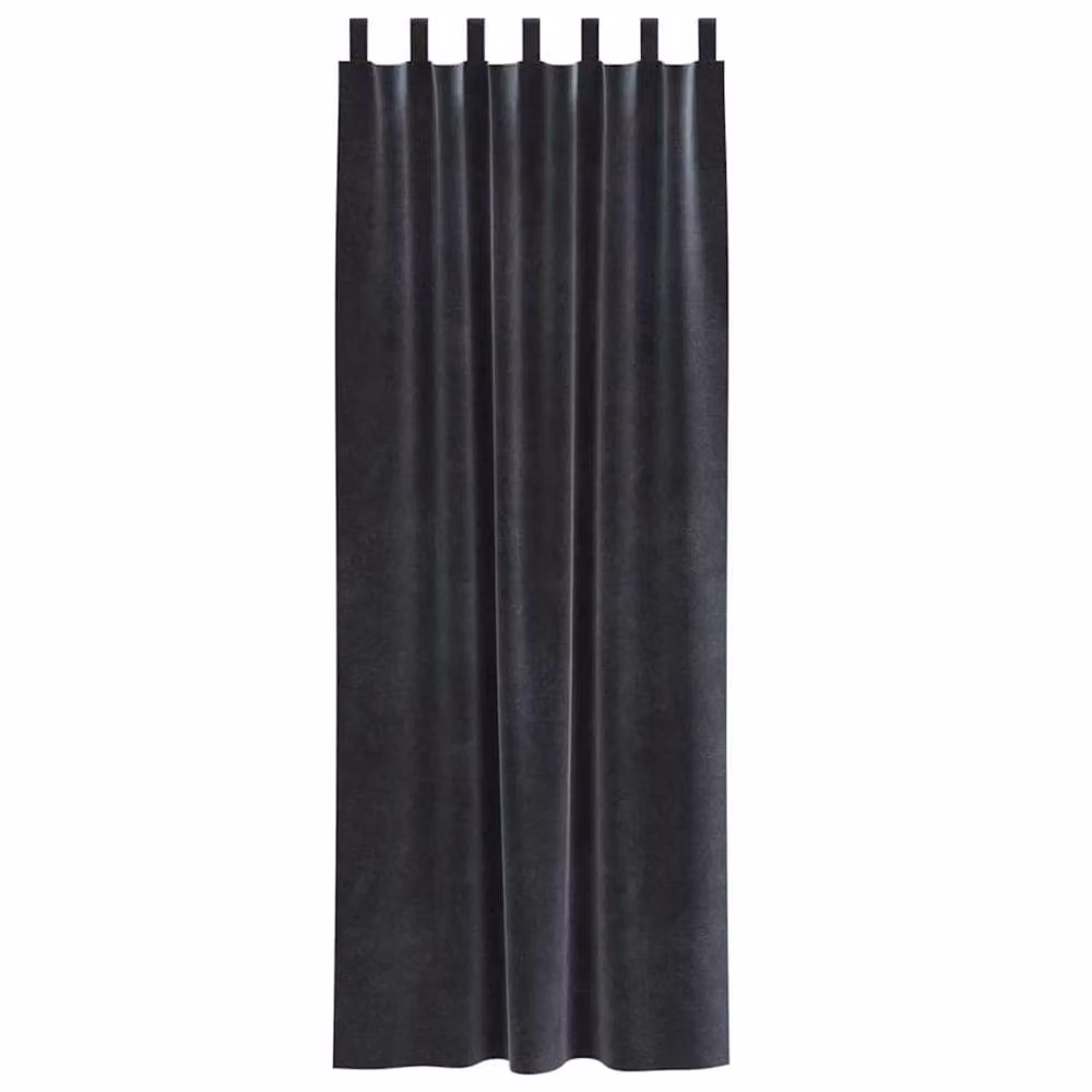 Berkfield Home Dark Grey Velvet Blackout Curtains with Hanging Loops, 2 Pack – 4