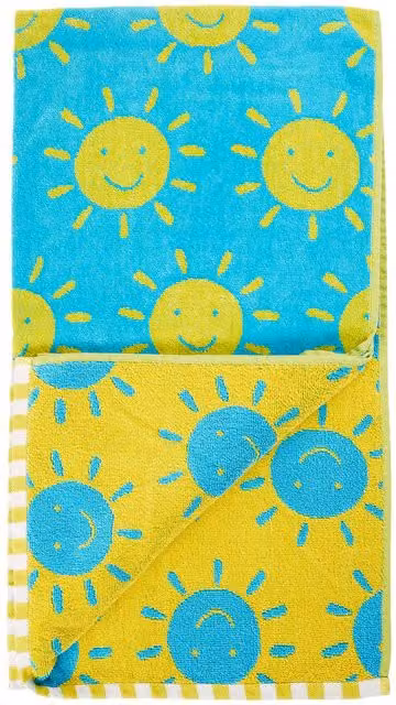 Frugi Lagoon Blue Fluffy Cotton Terry Graphic Towel – 1