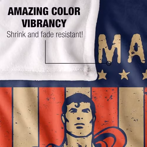 LOGOVISION Superman DC Retro Liberty Silky Touch Super Soft Fleece Throw Blanket, Multicolour, W: 91.44 cm, H: 147 cm – 3