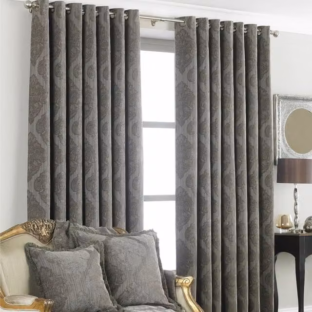 Make It A Home Winchester Jacquard Eyelet Curtain Pair, Brown/Grey, Length: 229 cm