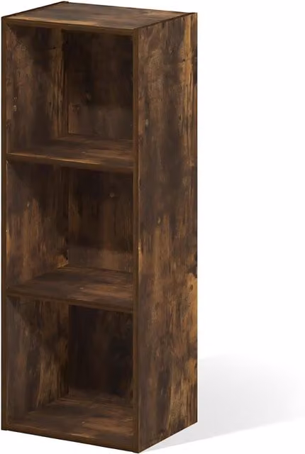 WALPLUS Compact Open Bookcase in Amber Pine, W: 30.48 cm, H: 79.98 cm