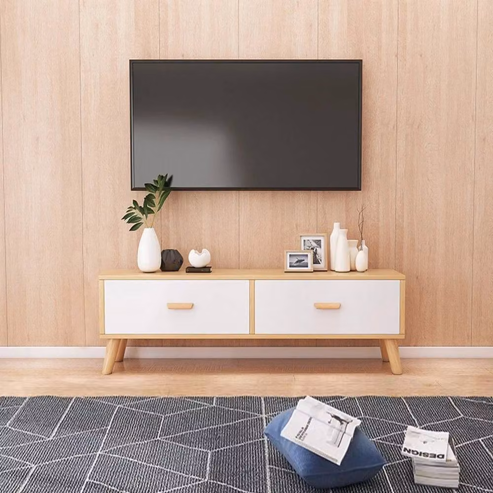 KORVIXA Modern Wooden TV Unit Stand Media Cabinet in White and Multicolour, W/D/H: 100 x 100 x 100 cm – 3