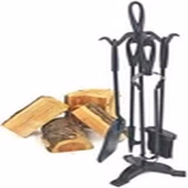 EONLION 5-Piece Fire Companion Set with Stand in Black for Log Burners – 1