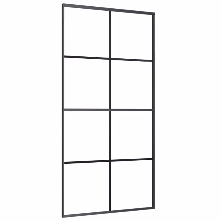 Berkfield Home Modern Sliding Door in Black with Transparent ESG Glass and Aluminium, W: 102.5 cm, H: 205 cm