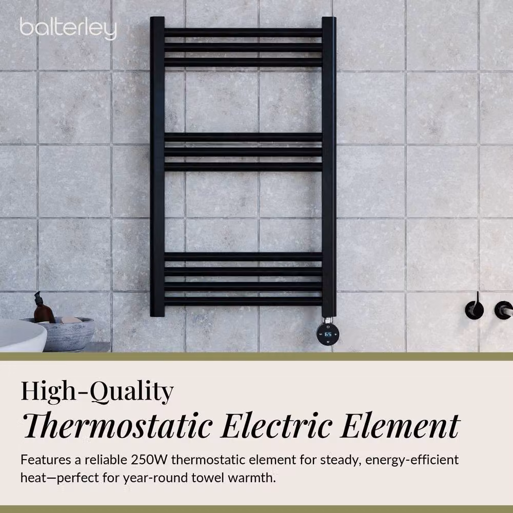 Balterley Electric Round Tube Towel Rail with 10 Bars, Grey Anthracite, W: 80 cm, H: 50 cm – 3
