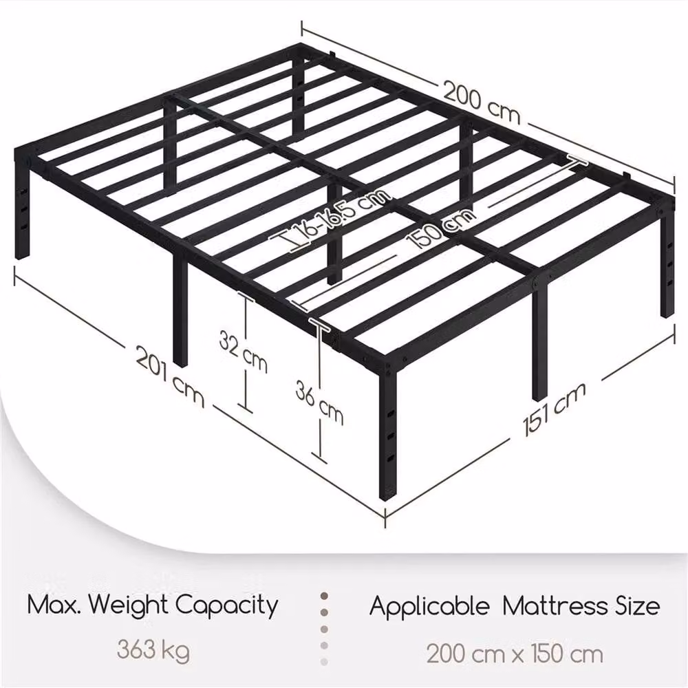 Kelvenix Metal Platform Bed Frame in Black, W/D/H: 150 x 200 cm – 2