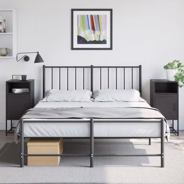 Berkfield Home Set of 2 Industrial Black Steel Bedside Cabinets, W/D/H: 36 x 39 x 78 cm