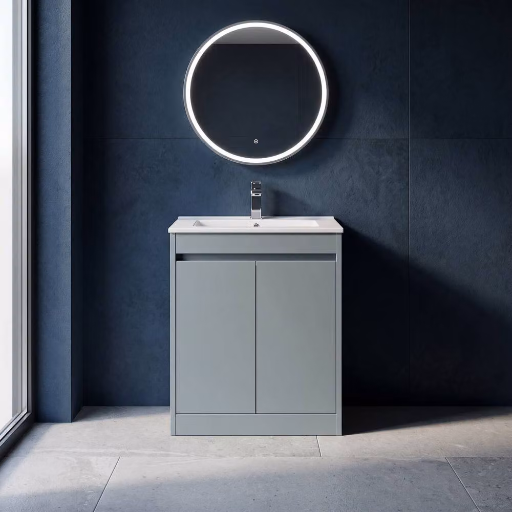Balterley Modern 2 Door Freestanding Bathroom Vanity Unit with Basin in Coastal Grey, W/D/H: 60 x 39.5 x 83.5 cm – 2