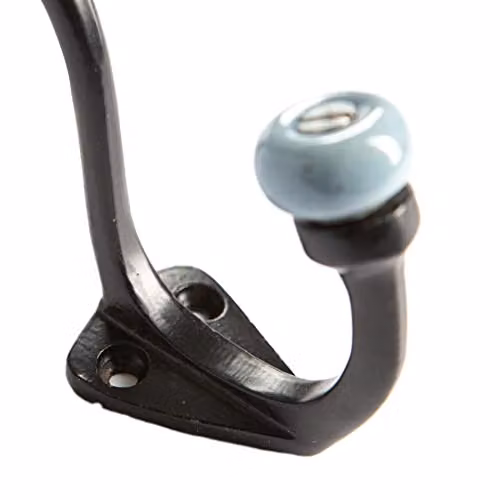 Hammer and Tongs Grey and Black Ceramic Ball Hat and Coat Hook, Wall Mounted, W: 3 cm, H: 10.5 cm – 2