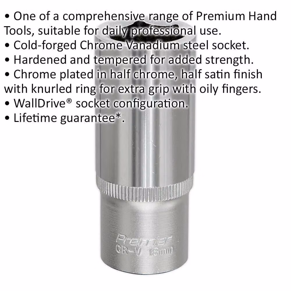 Loops 18mm Deep Drive Socket, 3/8 inch Square Drive, Chrome Vanadium Steel, Silver – 2