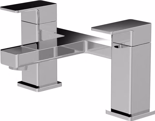 Balterley Square Deck Mounted Bath Filler Tap with Dual Levers in Chrome Silver – 1