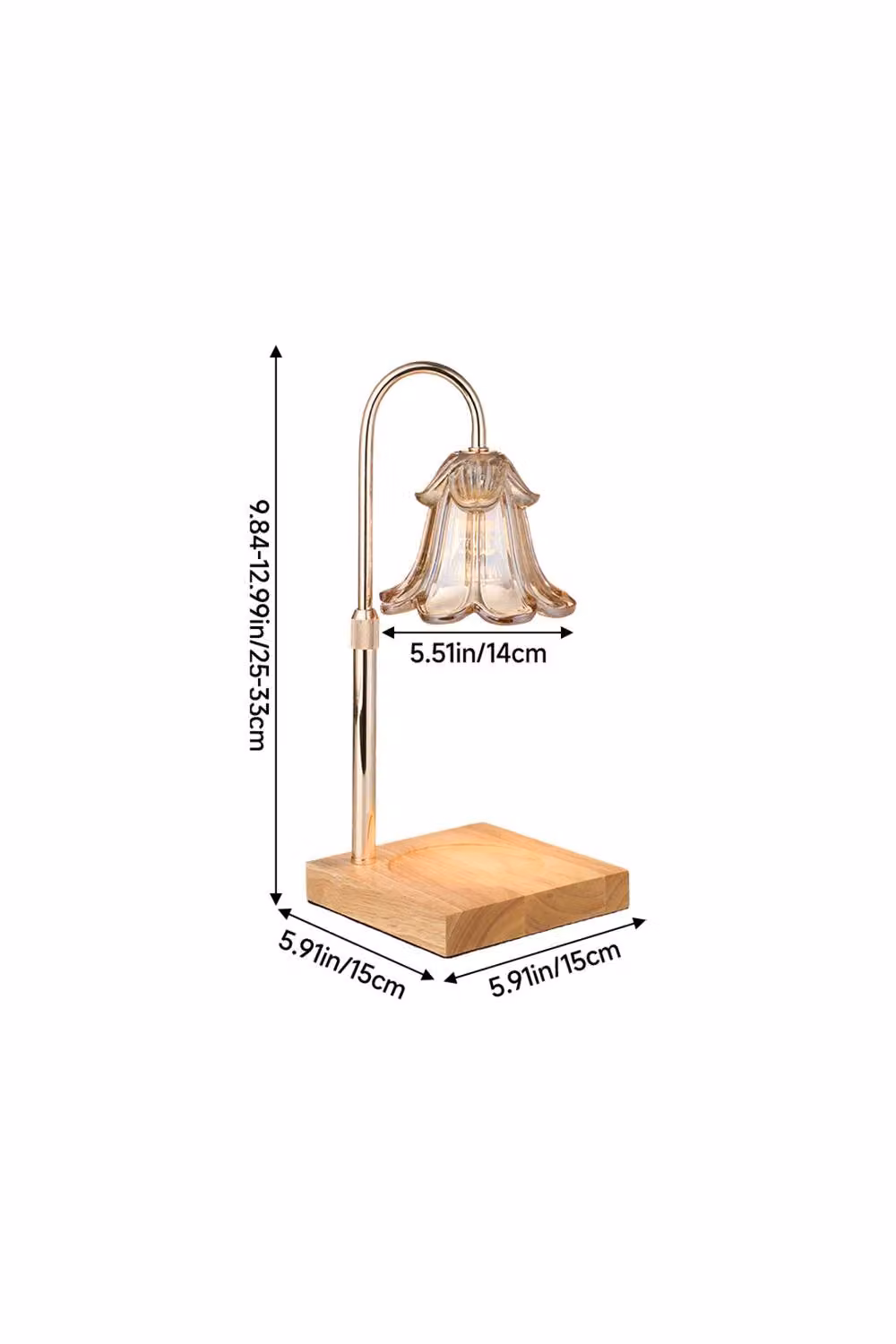 H&O Direct Height Adjustable Dimmable Candle Warmer Lamp in Gold and Wood – 2