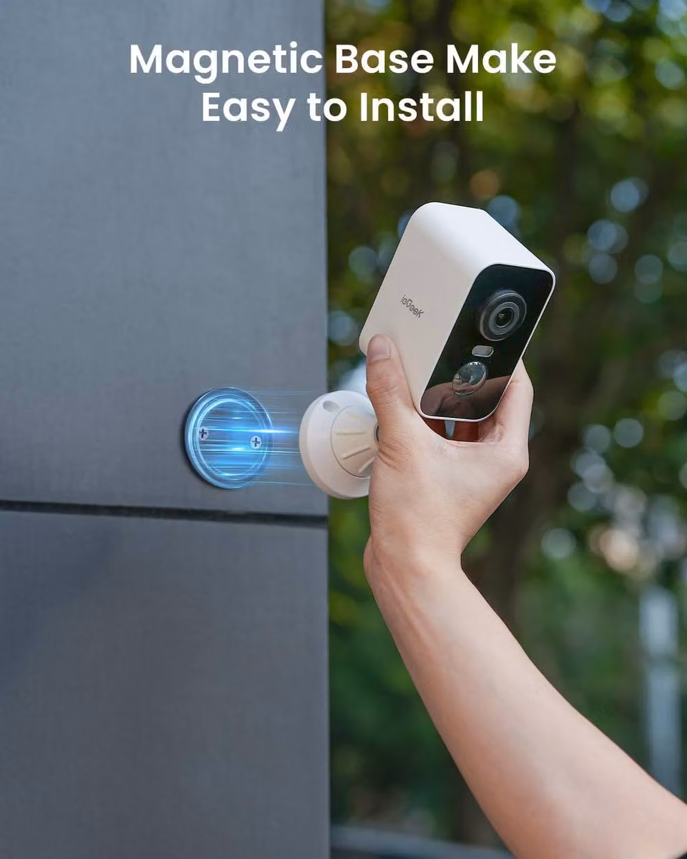 iegeek White 2K Magnetic Wi-Fi Security Camera with 300 Degree Rotation and Motion Siren – 2