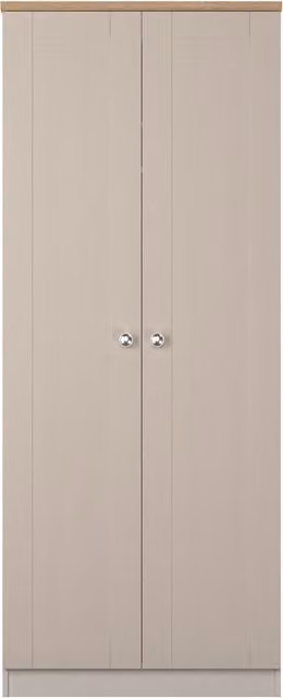 Ready Assembled 2 U Cumbria Tall Plain Double Wardrobe in Taupe/Beige