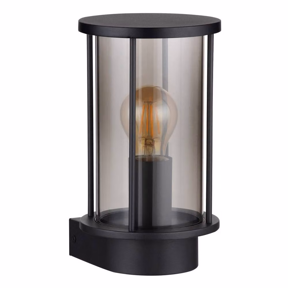 Globo Lighting Gracey Outdoor Wall Lantern Matt Black with Smoke Glass Shade IP54 – 4