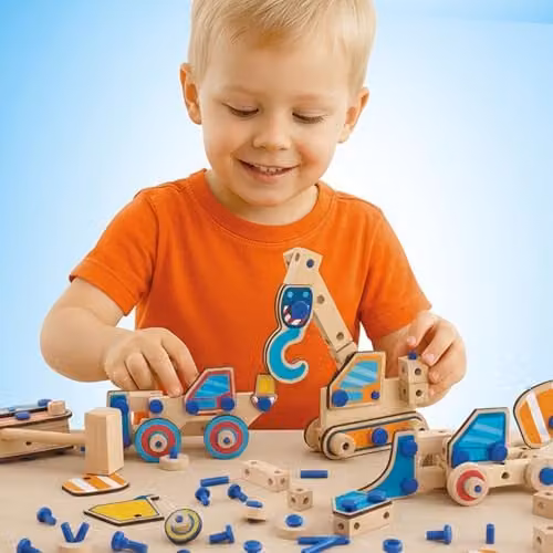 SES Creative Brix Junior Construction Vehicles Wooden Building Toy with 46 Pieces in Multicolour – 2
