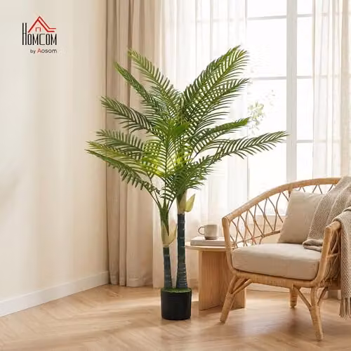 HOMCOM 150cm Artificial Green Palm Tree with 16 PEVA Leaves – 2