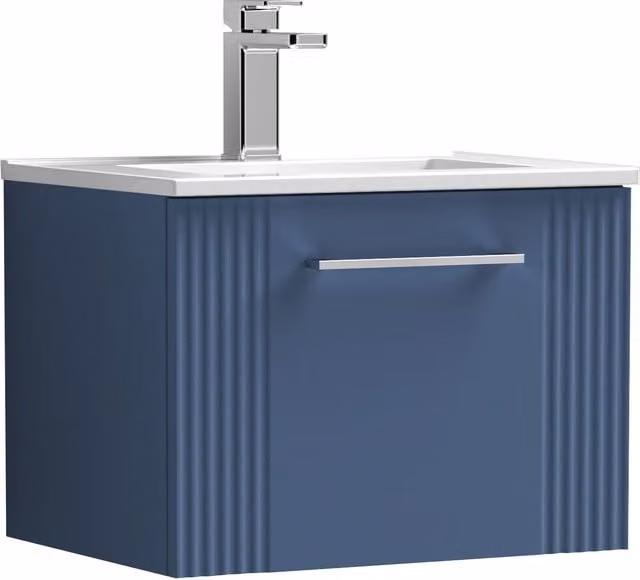Balterley Wall Hung 1 Drawer Vanity Unit with Minimalist Basin, Satin Blue – 1