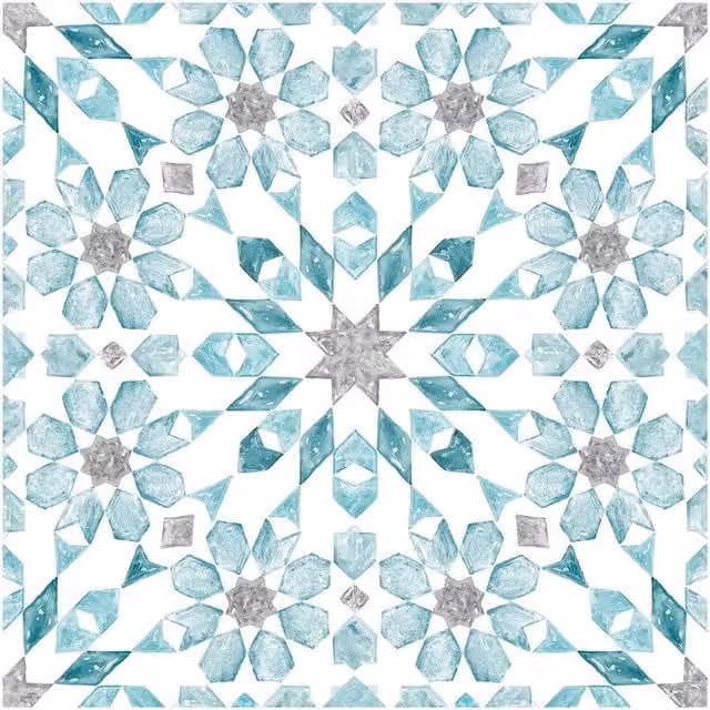 Floor Pops Pack of 10 Moroccan Tile Look Self Adhesive Vinyl Floor Tiles in Blue and White