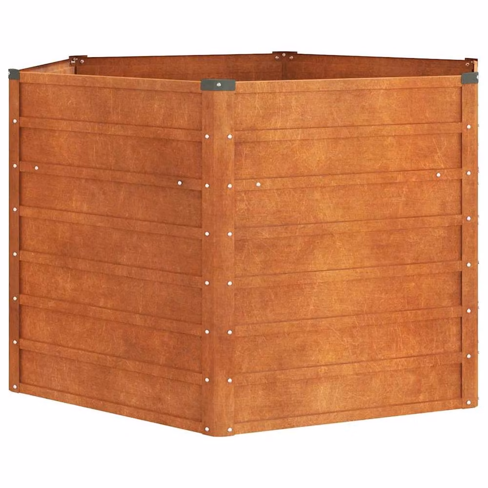 Berkfield Home Garden Rusty Corten Steel Raised Bed in Brown, W/D/H: 129 x 129 x 77 cm – 2