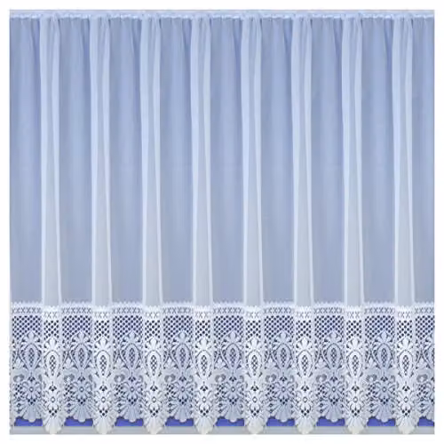 Tyrone Textiles Butterfly and Leaf Floral Net Lace Curtain in White, W: 200 cm, Drop: 101 cm