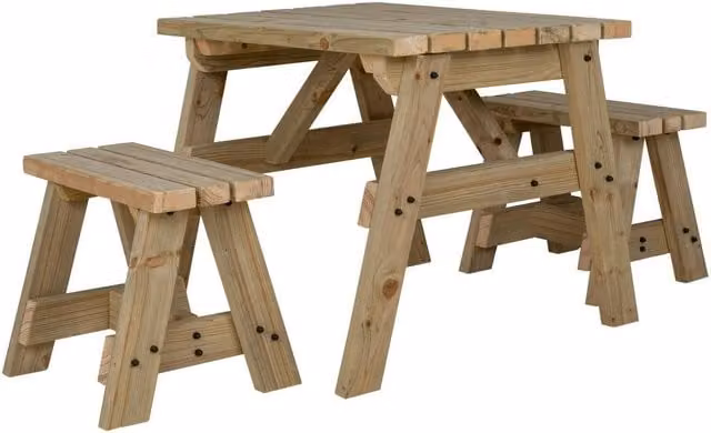 Arbor Garden Solutions Victoria Space Saving Picnic Table and Benches Set in Green