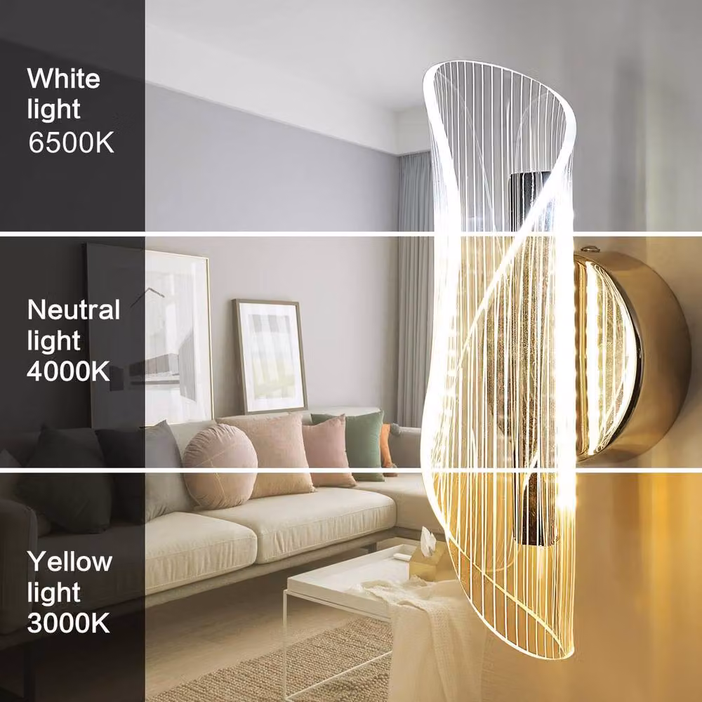 Goeco Modern LED Indoor Wall Light, 12 W Dimmable Up and Down Accent Light in Gold/Brass – 2