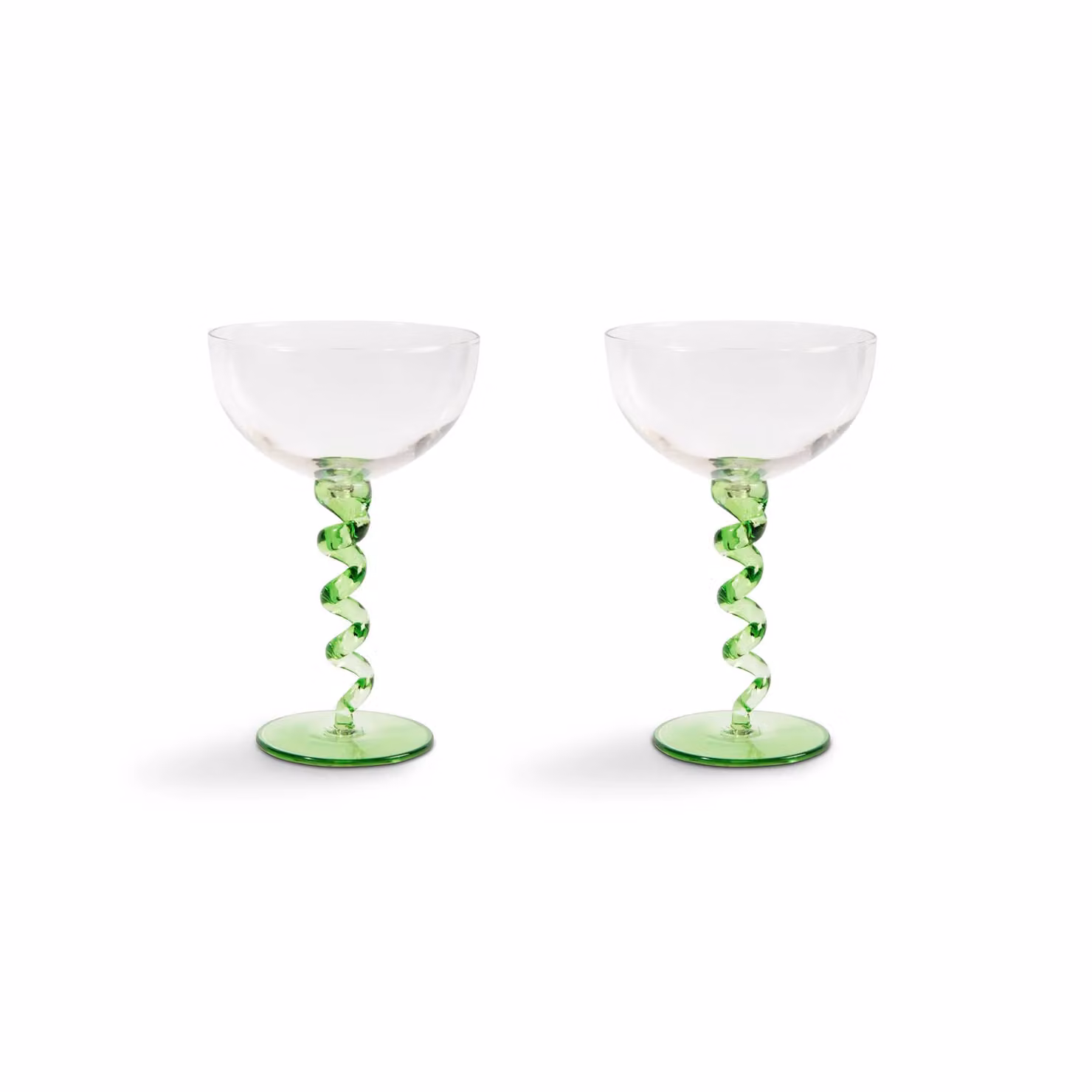&Klevering Spiral Green Cocktail Coupe Glass Set of 2
