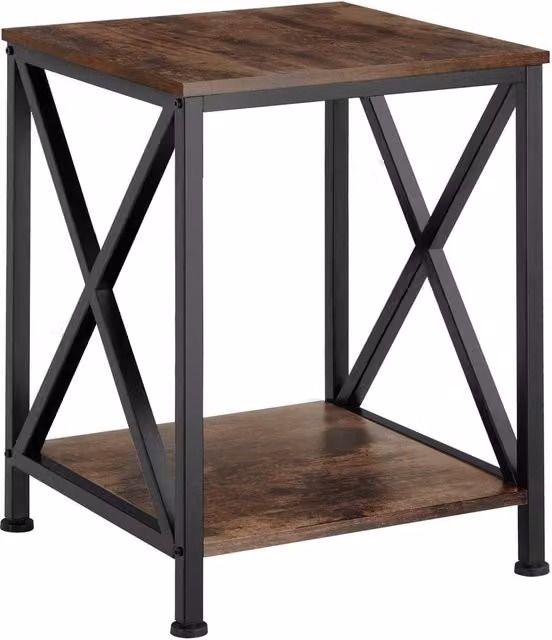 tectake Carlton Industrial Bedside Table in Dark Brown and Black – 1