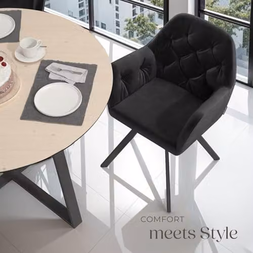 tectake Lucia Armchair in Black – 2