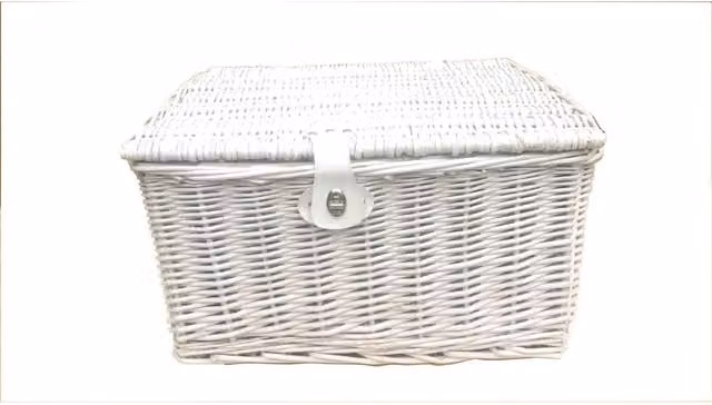 Topfurnishing White Lidded Picnic Hamper Basket with Latch, Width: 39 cm