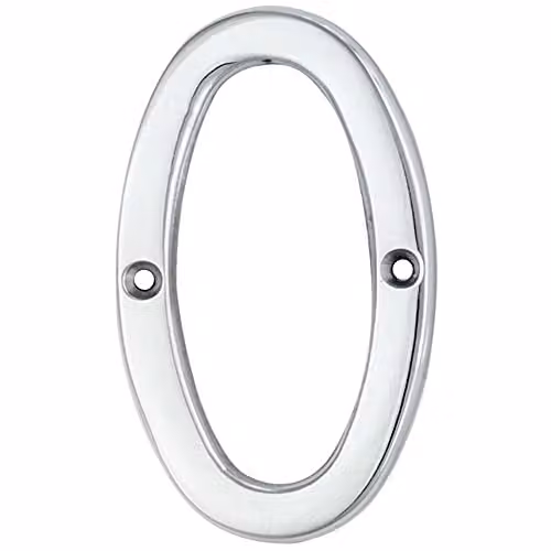 Loops Polished Chrome House Numeral Plaque in Silver