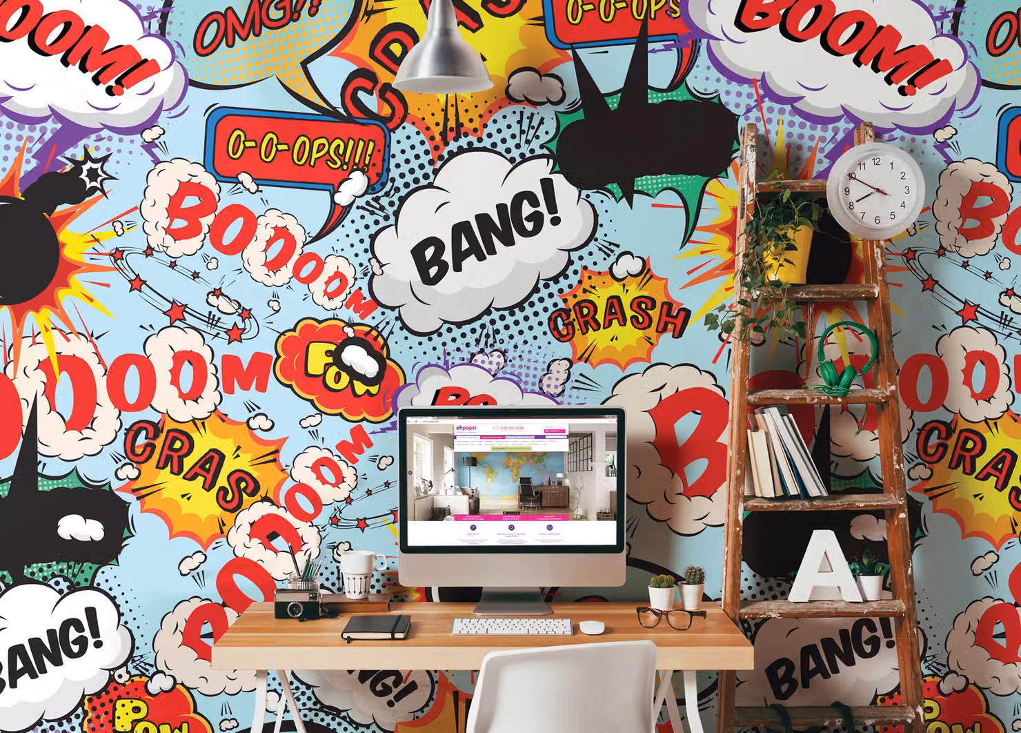 Origin Murals Comic Pop Abstract Modern Wall Mural, Multicolour, W: 350 cm, H: 280 cm – 3