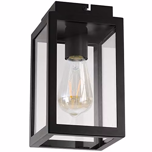 Harper Living Black and Transparent Glass Semi-Flush Ceiling Light with E27 Socket – 4