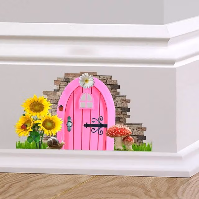 60 Second Makeover Pink Fairy Door Adhesive Wall Sticker