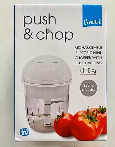 Creative Products Push and Chop Rechargeable Electric Mini Food Chopper in White – 2
