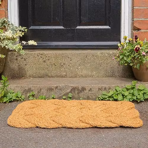 Nicola Spring Coir Knotted Door Mat in Brown and Beige, W: 68 cm, D: 43 cm – 2