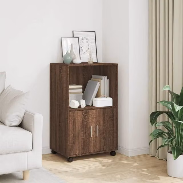 Berkfield Home Rolling Cabinet in Brown Oak, W/D/H: 55 x 40 x 91 cm – 1