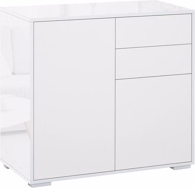 ERGOVEXA High Gloss White Wall Mounted Sideboard with 2 Drawers and Push-Open Design – 1