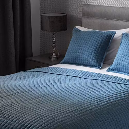 Belledorm Crompton Quilted Blue Cotton Blend Throw – 2