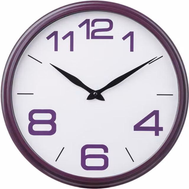 Premier Housewares Round Purple Plastic Quartz Wall Clock
