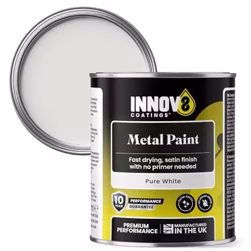INNOV8 COATINGS White Metal Paint with Satin Gloss Finish, 250 ml